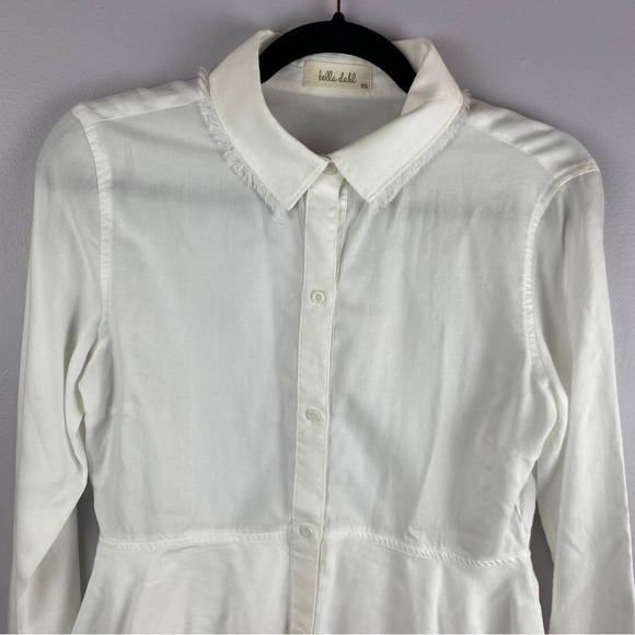 BELLA Dahl White Tencel Fringe Button Down Shirt XS - Picture 3 of 10